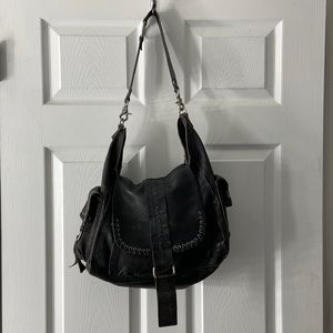 Free people, black, leather hobo bag
